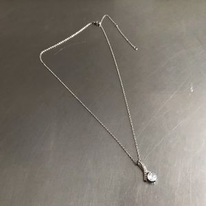 Faux Diamond Necklace with Ribbon Shape